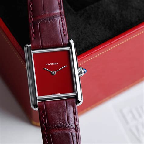 cartier red watch|black face cartier watch.